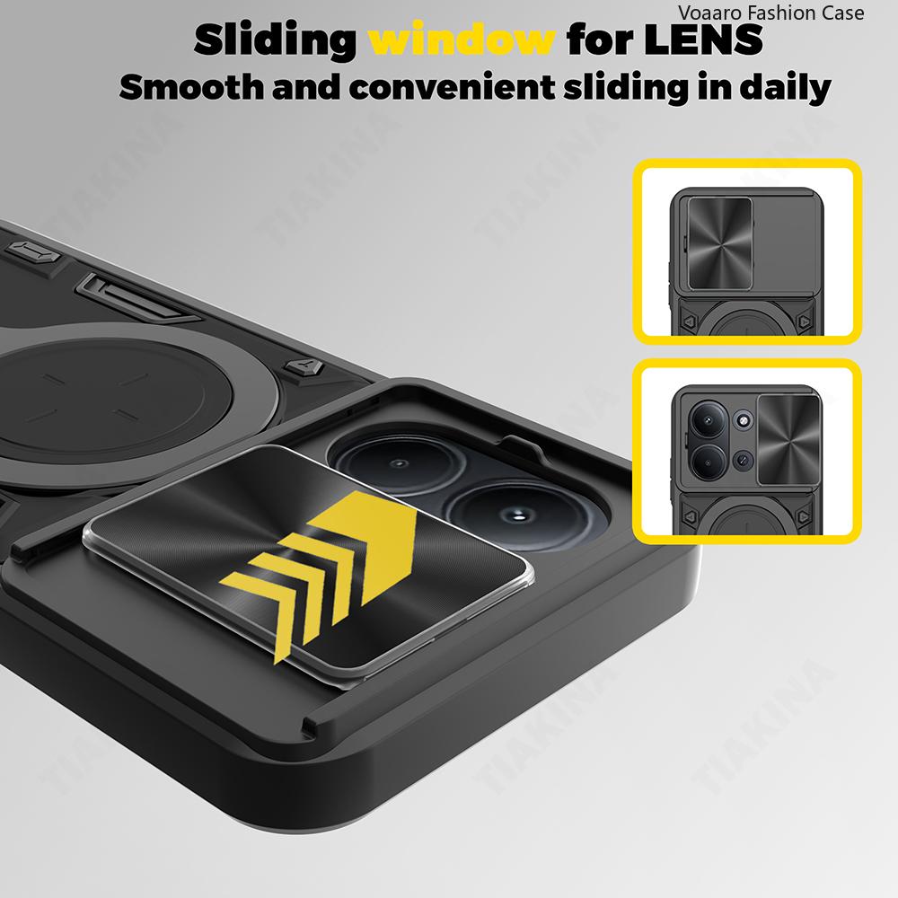 Чехол-накладка Slide Lens Armor для Xiaomi Redmi 15C 171 мм, чехол для Redmi 15C EU 173 мм, чехол-подставка с магнитным кольцом, задняя крышка