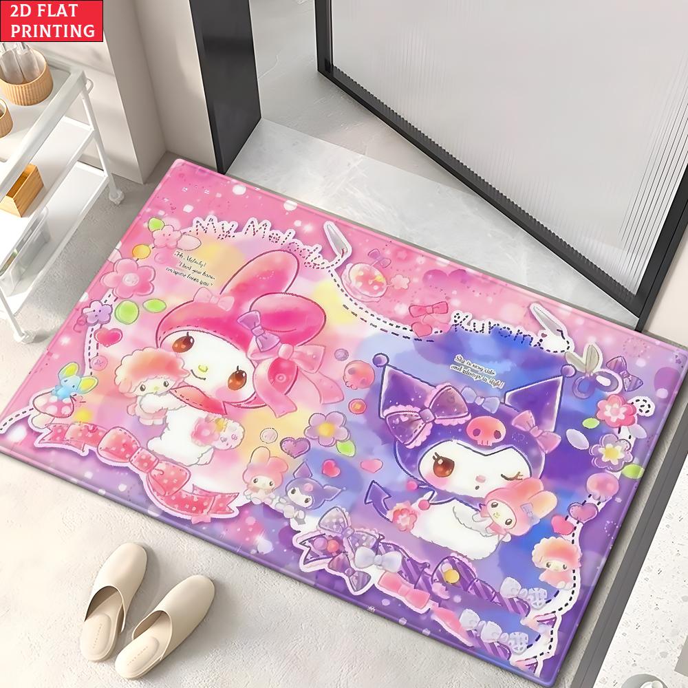Kawaii Cute Cartoon Characters Doormat,2DPrint Non-slip Floor Mat, Entrance Rug for Bathroom Living Room Kitchen Home Decor Gift