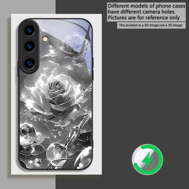 Розы цвета ледяного кристалла Для Samsung Galaxy S26 Ultra S20 FE S21 S22+ S23 Plus S24 Ultra 25 Edge Для Magsafe Стеклянный чехол для телефона