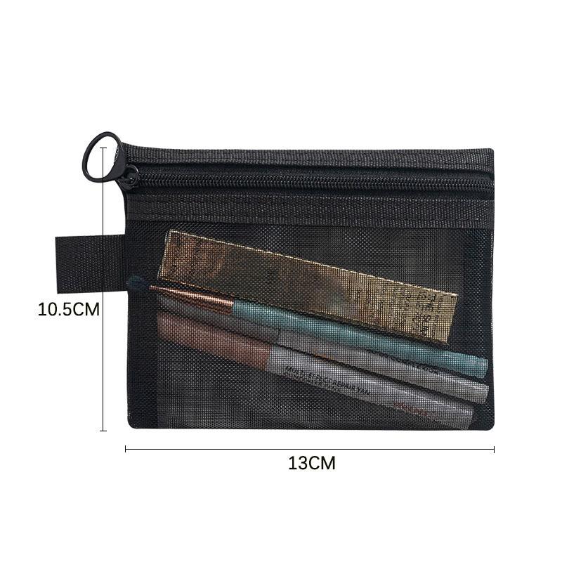 Nylon Mesh File Bag A4 A5 A6 Transparent Zipper Test Paper Information Student Pen Bag Transparent Mesh Cosmetic Storage Bag