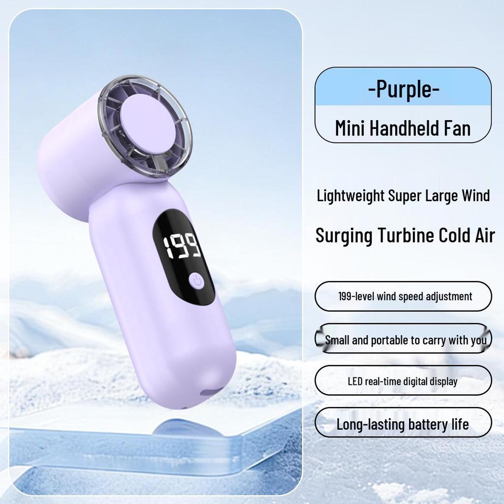 T55 Portable Mini Fan: 199-Speed High-Speed USB Rechargeable Handheld Electric Fan with Digital Display