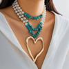 Ожерелье-чокер с подвеской в виде сердца для женщин, многослойная цепочка с имитацией жемчуга, ювелирные изделия в стиле стимпанк, подарок