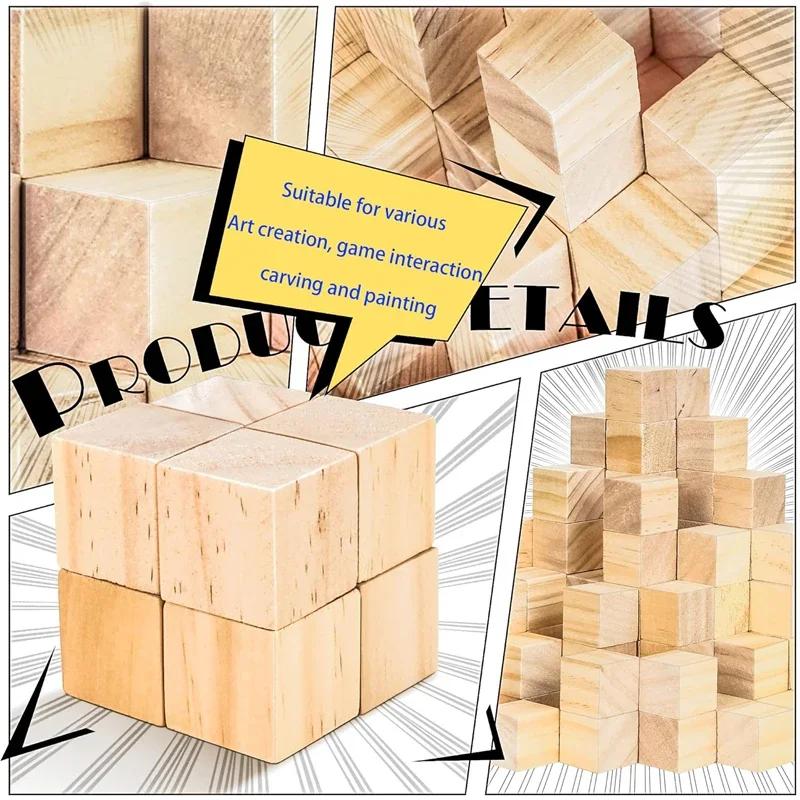 500pcs 1cm Unfinished Wooden Cubes, Natural Wood Square Blocks for DIY Project, Crafting Home Decor Art Supplies