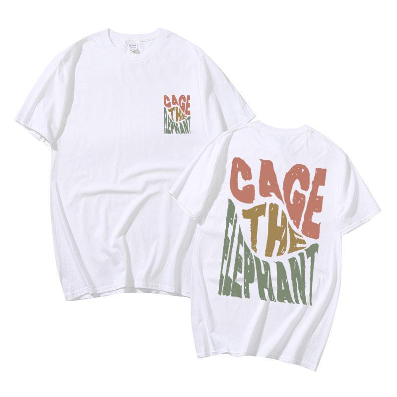 Hot Sale Cage The Elephant Pritn Double Sided Print Tshirt Man Hip Hop Vintage Loose T Shirt Men Women Fashion Harajuku T-shirts