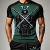 Летняя футболка с круглым вырезом и 3D-принтом японского самурайского меча, модная, повседневная, с короткими рукавами, мужская