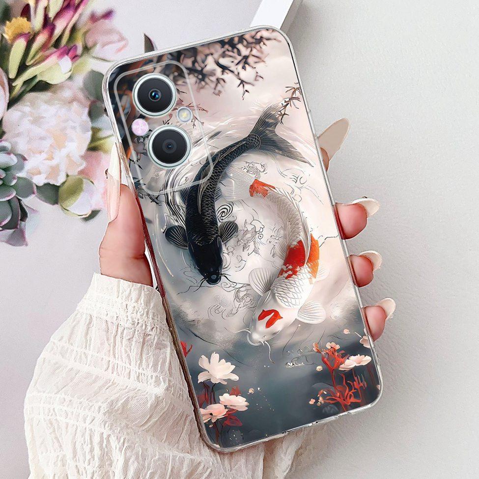 Clear For Oppo Reno 7Z 5G CPH2343 Case For Oppo Reno 8Z 5G CPH2457 Cover Luxury Butterfly Love Fashion Flowers Cool Lion Painted