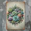 Vintage Succulent Cacti Metal Wall Sign 8x12 Rustic Iron Plant Art for Home Kitchen Garden Garage Decor