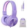 SIMOLIO Headphones with Wired Hearing Protection for Children and Foldable Kids Suitable for Purple 904V Children's Microphone, Adults, Headphones,
