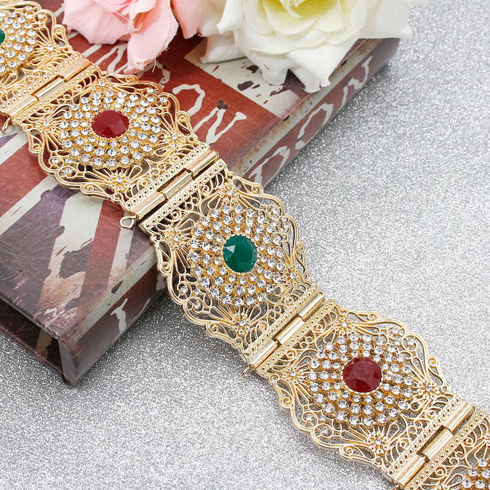 Gold Color Women Dress Belt Bride Wedding Jewelry Crystal Waist Chain Adjust Length