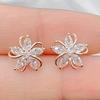 1pair Fashionable Floral Design Square Cubic Zirconia Stud Earrings for Women