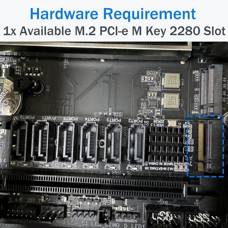 JoniSerl M.2 to SATA 3.0 Adapter [6-Port], RIITOP M.2 NVMe to 6 Ports SATA III Expansion Card Adapter 6Gbps with Chipset ASM1166