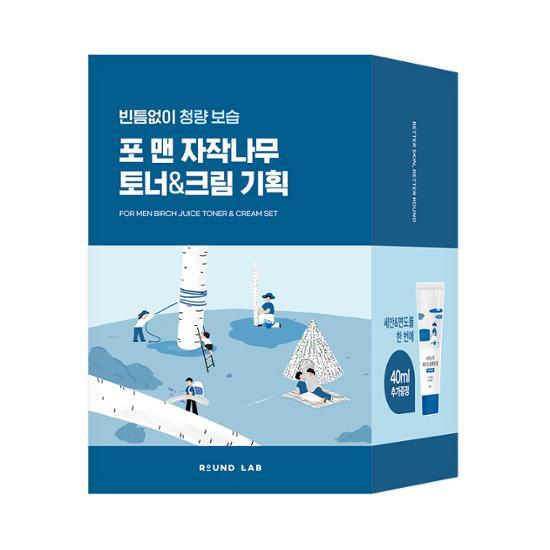 ROUND LAB For Men Birch Toner/Cream 2-pack (+40ml Shaving Foam)
