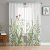 Vintage Herb Plant Flower Sheer Curtains for Living Room Decoration Window Curtains for Kitchen Tulle Voile Organza Curtains