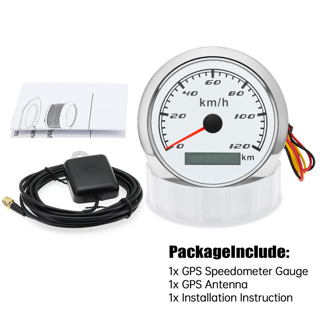 Светодиодный GPS-спидометр 7 цветов 60 км/ч 120 км/ч 300 км/ч 85 мм с GPS-антенной для мотоцикла, лодки, автомобиля, грузовика