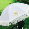 Stroller Umbrella with Tassels Clamp UPF 50+ Sun Protection Adjustable Rotary Waterproof Windproof Outdoor UV Blocking Pram Umbrella Parasol