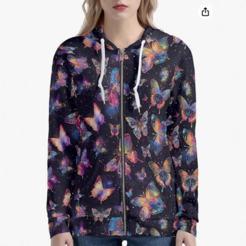3D Printed Zip-Up Hoodie Women Streetwear Casual Sweatshirt