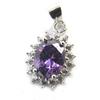 [M6699] - Серебряный кулон "Викторина" серебристо-белый аметист (родиевое покрытие) - 13х11 мм