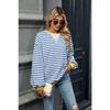 Осенне-зимняя женская толстовка с круглым вырезом и длинными рукавами в полоску, с яркими цветовыми сочетаниями