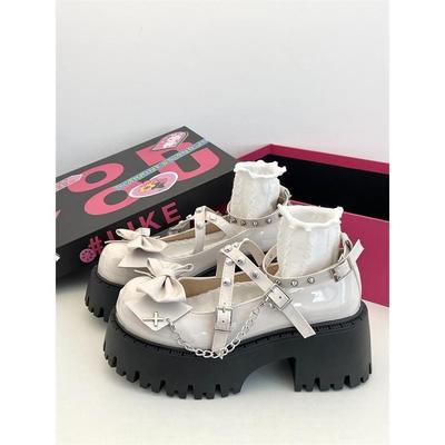 Милые и крутые малышки лолиты туфли-одиночки женские весенние новые панк темная субкультура платформа маленькие кожаные туфли