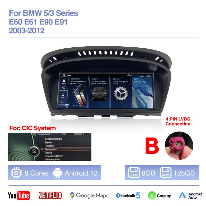 Android 13 For BMW 3 Series 5 Series E60 E61 E90 E91 2003-2012 8.8" Car Multimedia Player GPS Navigation Radio Carplay Auto 360