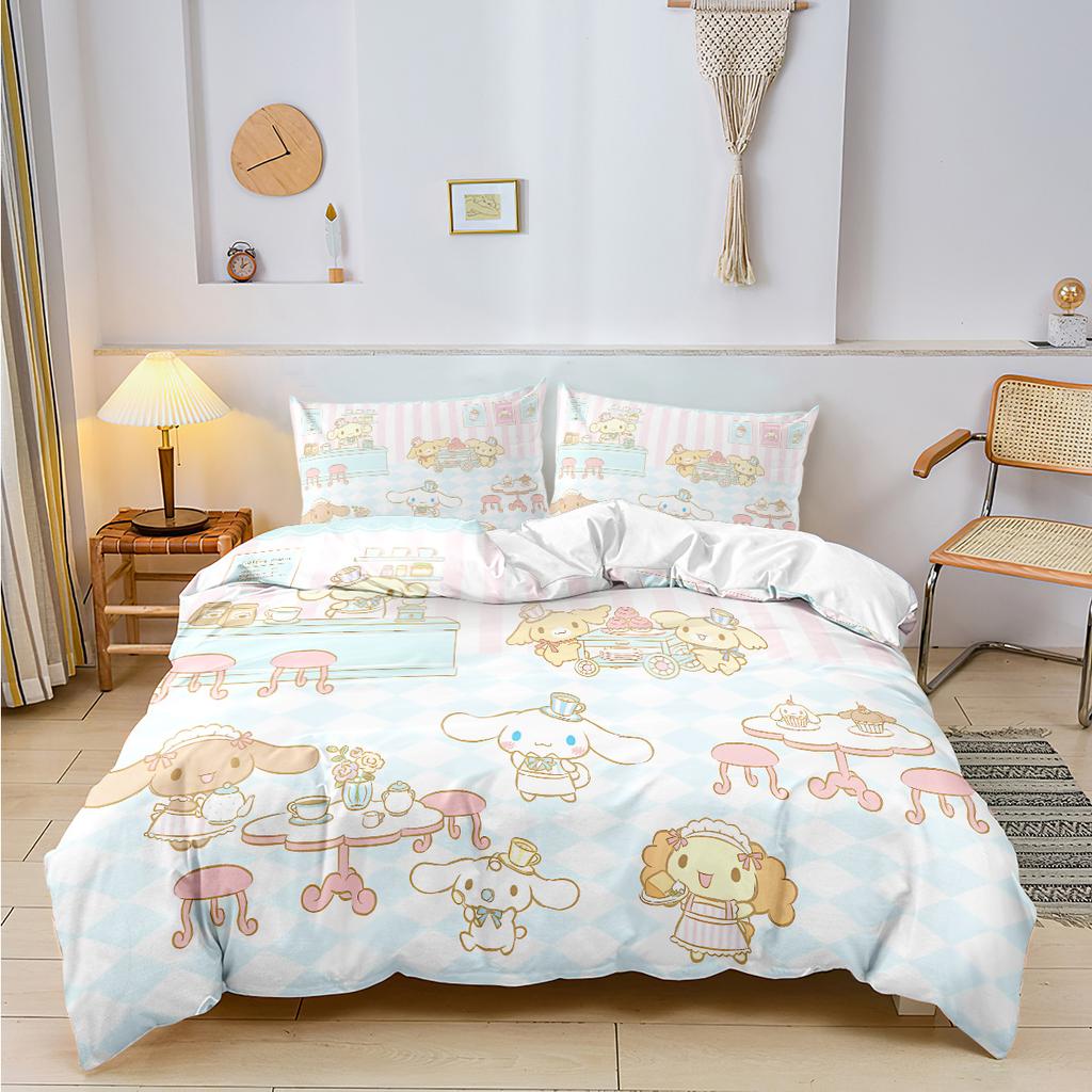 Sanrio Cinnamoroll Kuromi Комплекты постельного белья Мультяжное одеяло Покрывало на кровать Пододеяльник Наволочка Наборы из 2-3 предметов для детей и взрослых