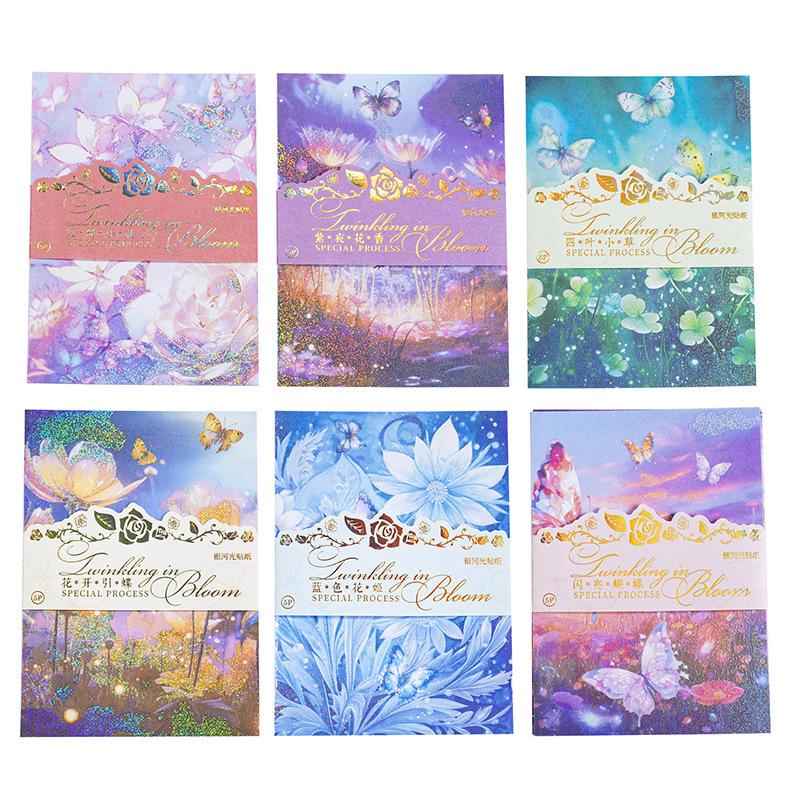 5 Листов Больших Наклеек-Фонов с Золотой Фольгой и Лазерным Эффектом Красивые Мечтательные Узоры для DIY Декора