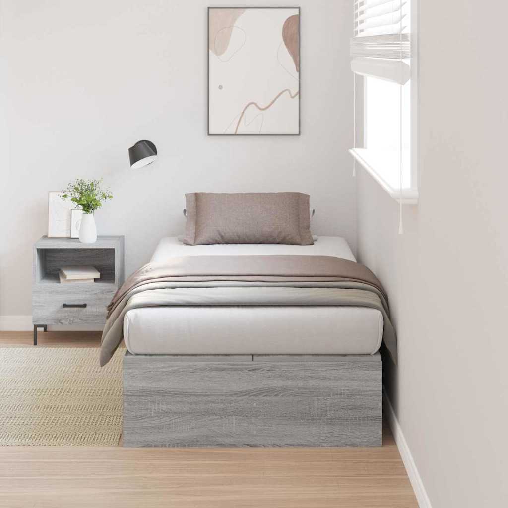 Storage Bed Frame with Grey Sonoma Finish 80 x 200 cm
