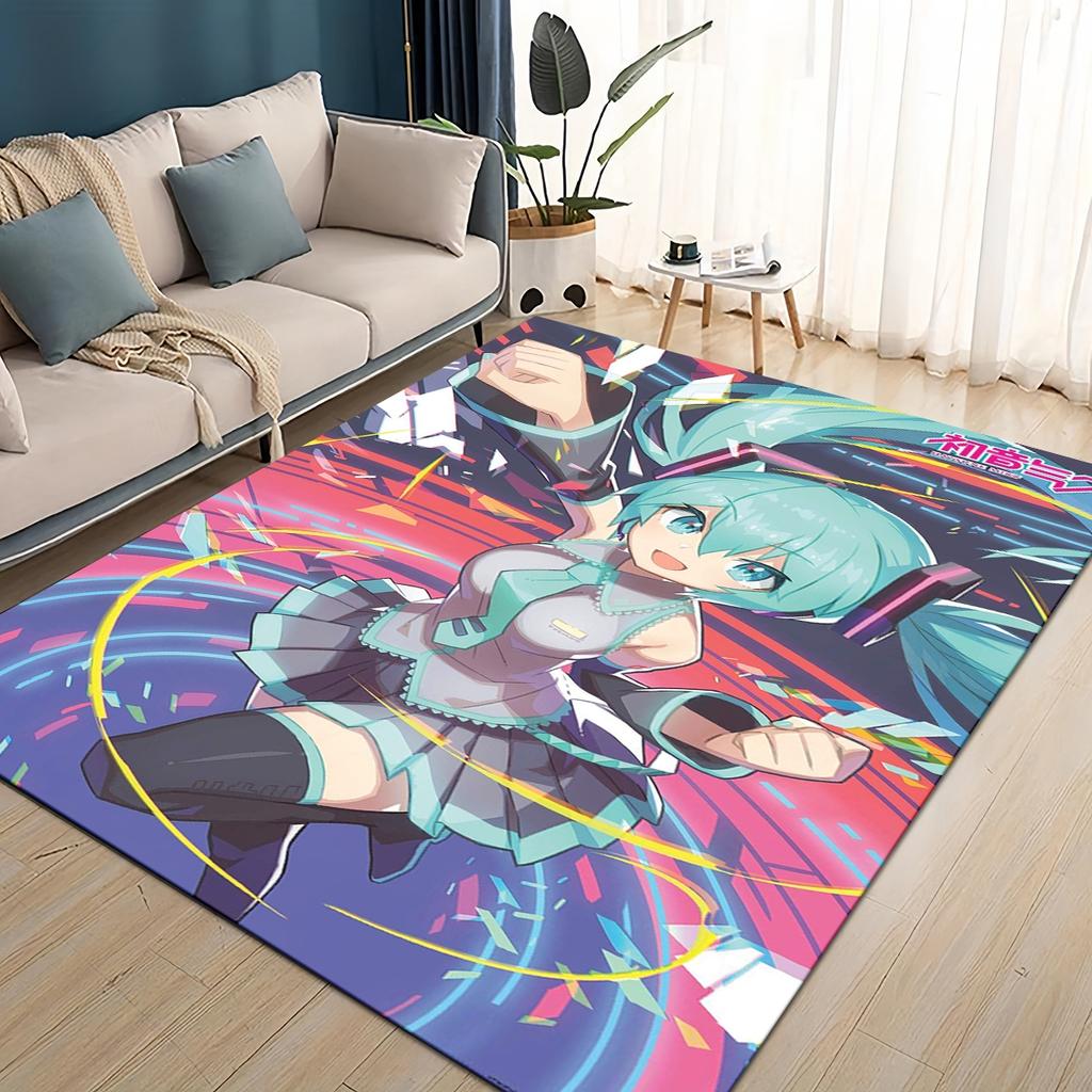 3D M-MIKUS Музыкальная VOCALOID Мультяшная Девочка Ковер для Гостиной Спальни Домашний Декор, Детская Игровая Нескользящая для Дивана Придверный Коврик