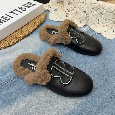 Мао Мао Баотоу полушлепки женские 2025 осень и зима новая уличная универсальная обувь на плоской подошве мюли обувь на одну ногу ленивая обувь