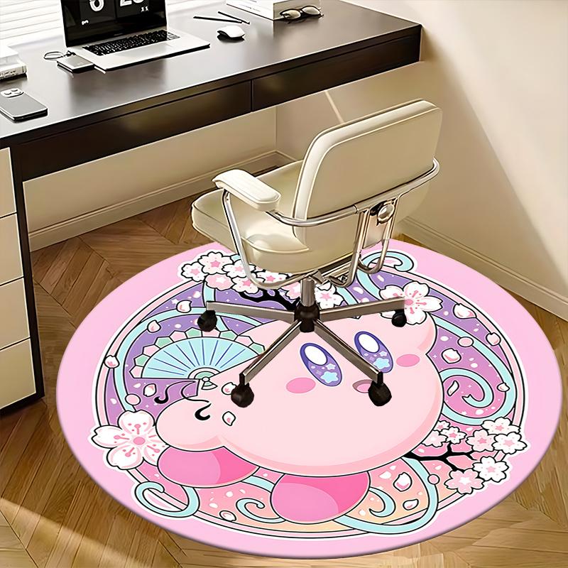 Chibi Kirby Chair Mat Round Carpet for Home Decor, Office Use, Gift Idea Suitable for Bedroom, Living Room, s0288b