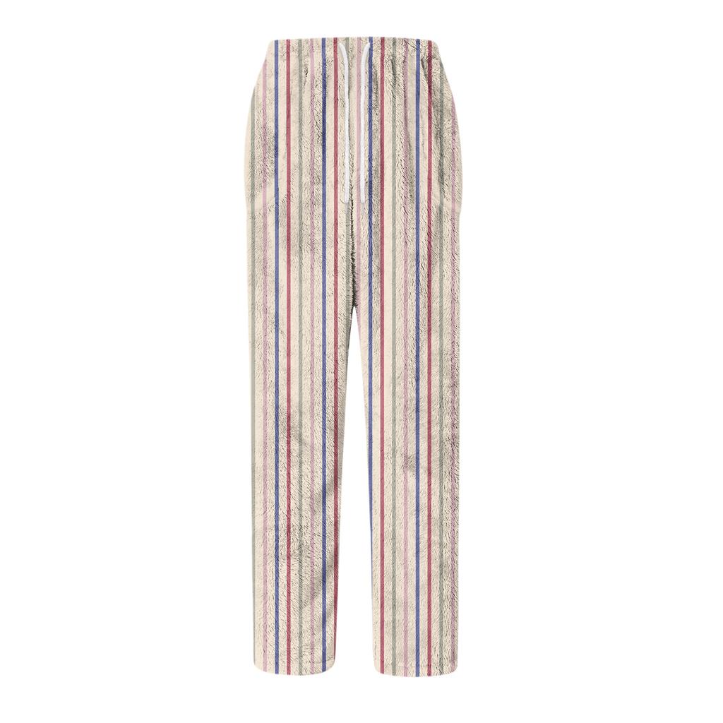 Men's Drawstring Pocket Flannel Pants Homewear Sleep Pants