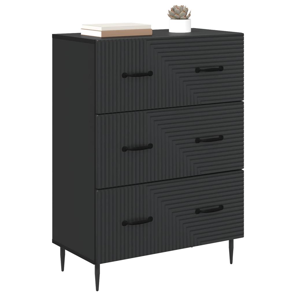 Drawer Cabinet Black 66 x 34.5 x 89.5 cm Particleboard