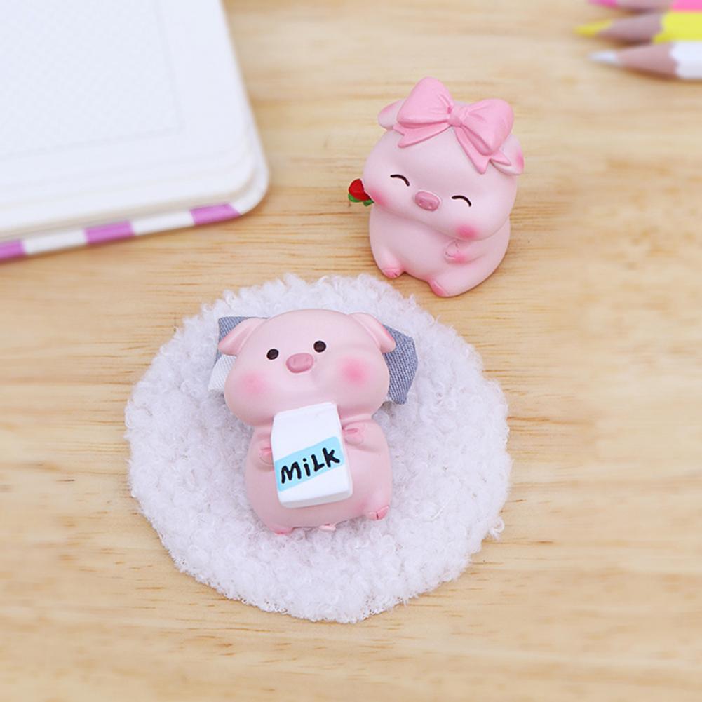 Фигурка животного, милая мультяшная очаровательная тонкая работа, мини-декор для офиса, экологически чистая ложь, свиньи, настольный орнамент, декор автомобиля