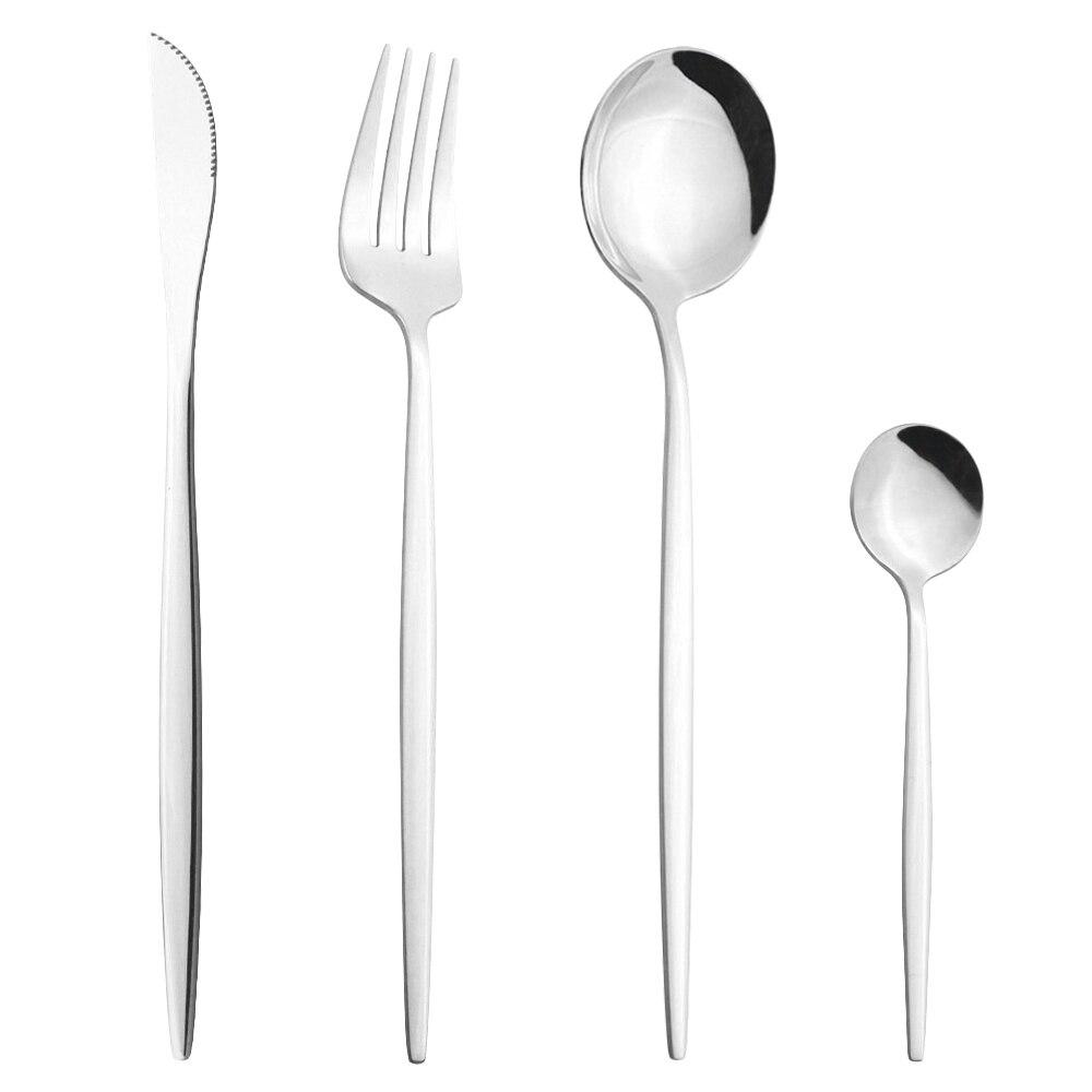 4Pcs Western Colorful Dinnerware Set Stainless Steel Cutlery Dinner Set Knife Fork Coffee Spoon Silverware Kitchen Tableware Set