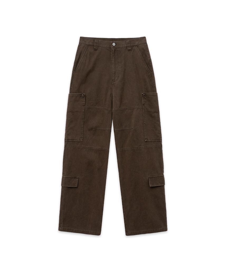 INTEMPOMOOD Button Pocket Cargo Pants_Brown