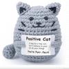 Funny Crochet Positive Inspirational Emotional Support Cat Doll Home Room Decoration Handmade Knitted Cat Desktop Ornament Gift