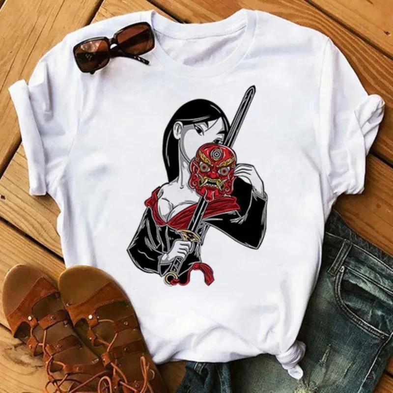 Kawaii Unisex Princess Cotton T-Shirt Summer Tops Harajuku Cartoon Graphic Tees Cute T-shirt Blouses