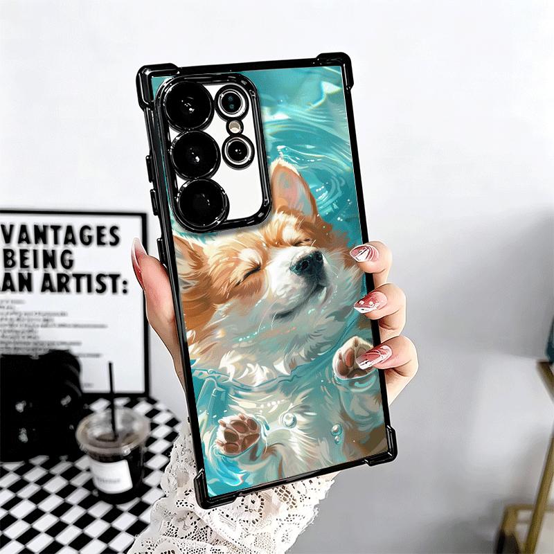 Corgi Dog Cute Plating Phone Case For Samsung Galaxy S24 S25 FE S26 Edge S23 Ultra S22 S21 Plus S20 Anti-Fall Airabag Cover