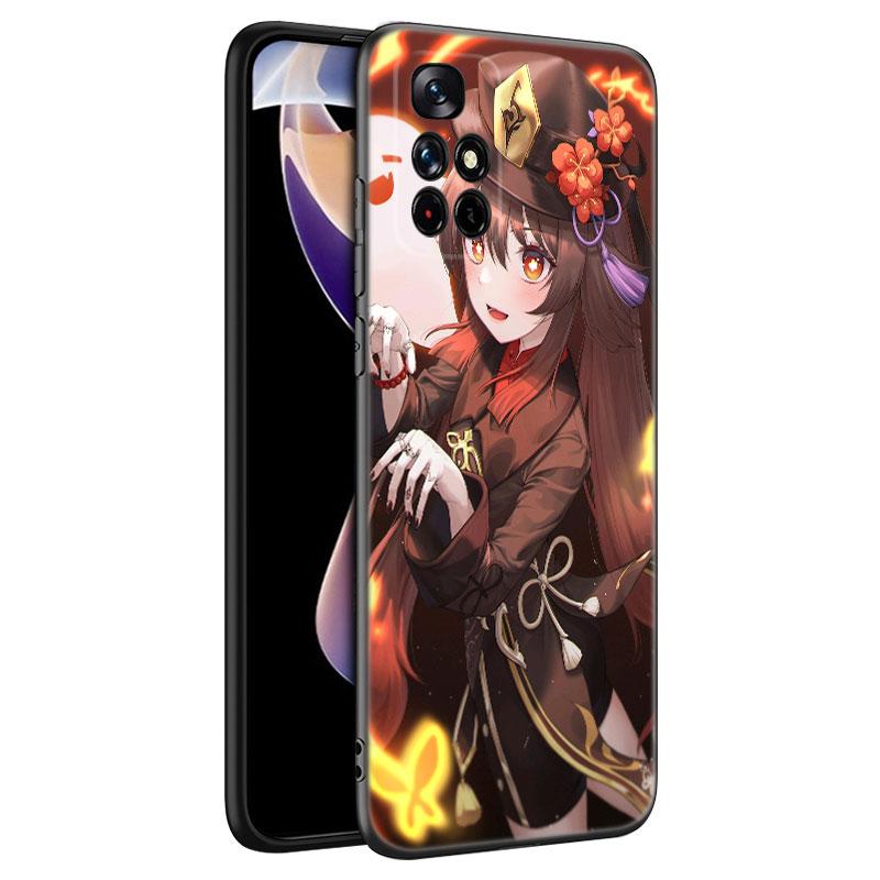Hu Tao Genshin Impact Black Silicone Phone Case For Xiaomi Redmi Note 10 11 11S 12 13 4G 8 9 11T Pro 5G Plus 8T 9S 10S 12S