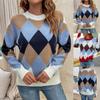 Женский модный свитер с контрастным бриллиантом и круглым вырезом, пуловер, свитер