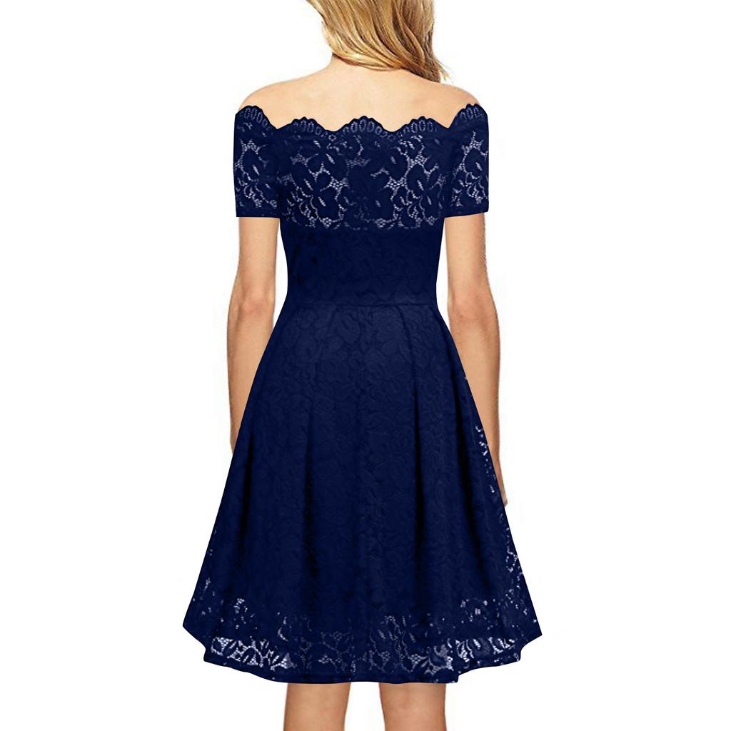 Women's Fall Off Shoulder Floral Maxi Dresses Formal Short Sleeve Cocktail Wedding Guest Dress