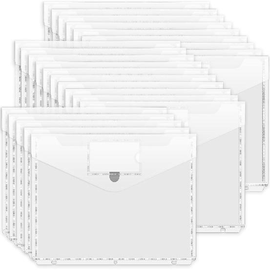 Forvencer Binder Pocket, 10 Pack Super Heavyweight Plastic Folders with Tight Closure, Folders with Pockets Side Loading, Binder Organizer, Binder