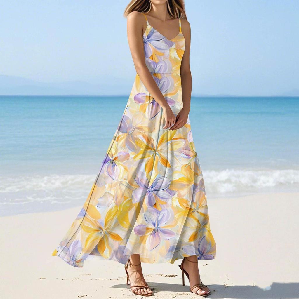 Женские летние повседневные модные платья с принтом, платья без рукавов с V-образным вырезом