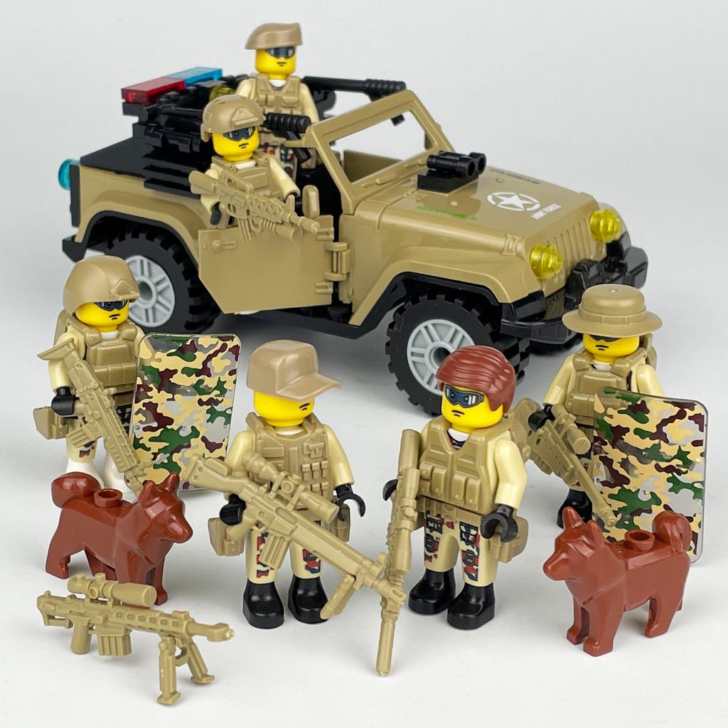 MOC Black SWAT Small Pellet Building Block Doll Police Car Off-road Vehicle Boy Military Set Building Toy