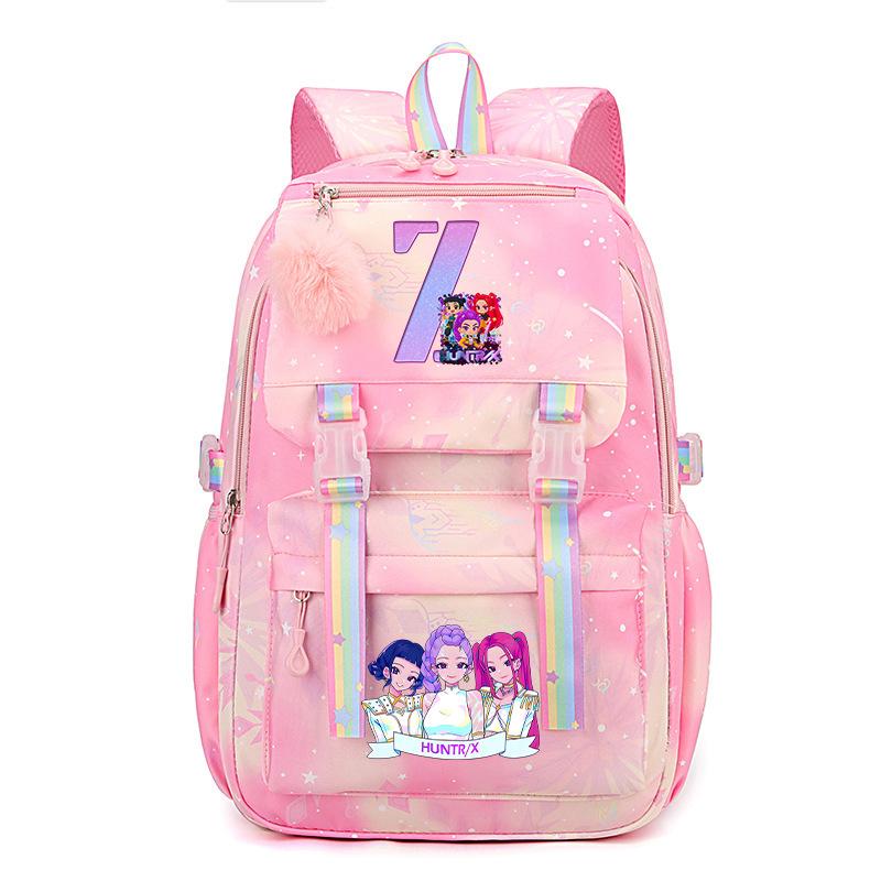 Anime Cartoon Letter Print Pink Backpack Leisure Periphery Large Capacity Backpack Student Bag