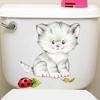 Художественная наклейка для туалета, украшение для дома, мультяшный котенок, настенная наклейка для ванной комнаты, очень милая