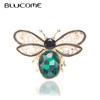 Big Crystal Bee Brooch Golden Openwork Wings Women Party Clothing Accessories Insect Beetle Brooches