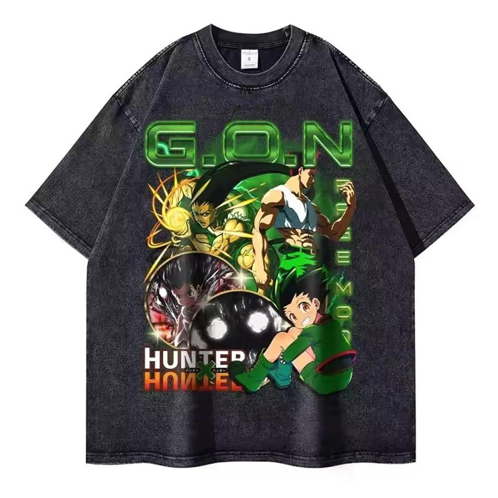 Anime Hunter x Hunter Kurapika Print Tshirt Men Women Clothing Cotton Short Sleeve Tees Harajuku Washed Oversized TShirt