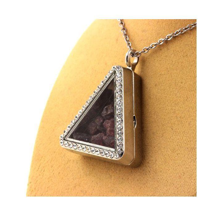 Stones and Minerals. Raw Rhodolite Garnet Necklace. Triangle Model.