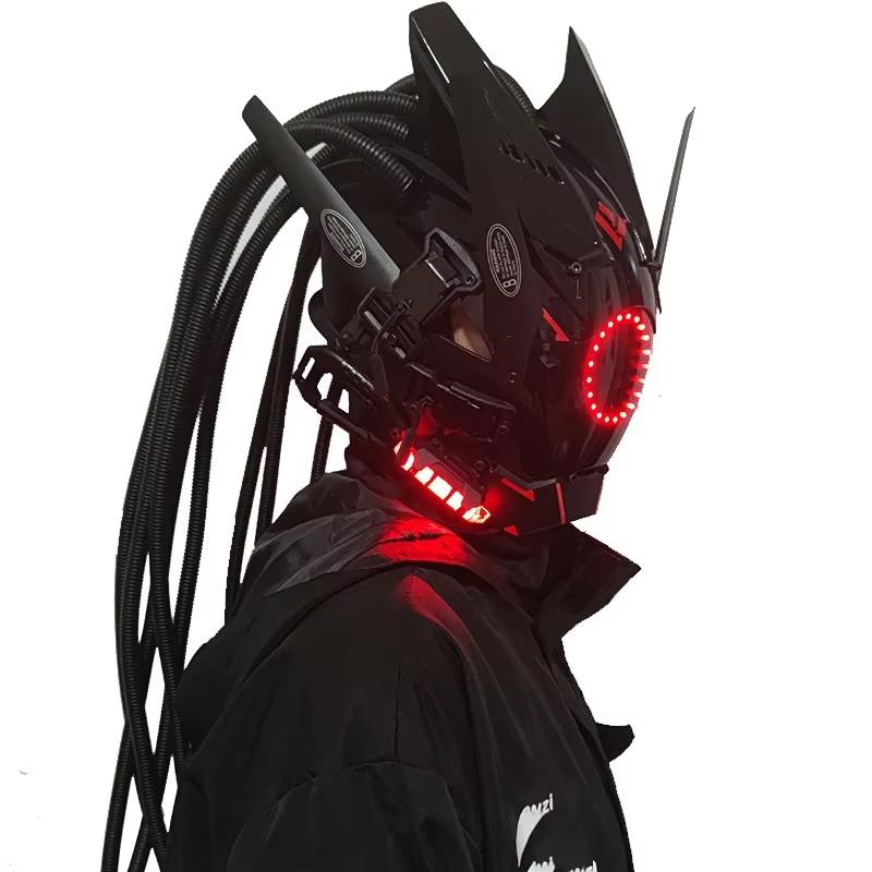 Маски CyberPunk с застежкой M Город Ночи Светодиодные Фестивальные Белые Бронированные Косплей Сценический Реквизит НФ Хэллоуин Вечеринка Подарки Для Взрослых